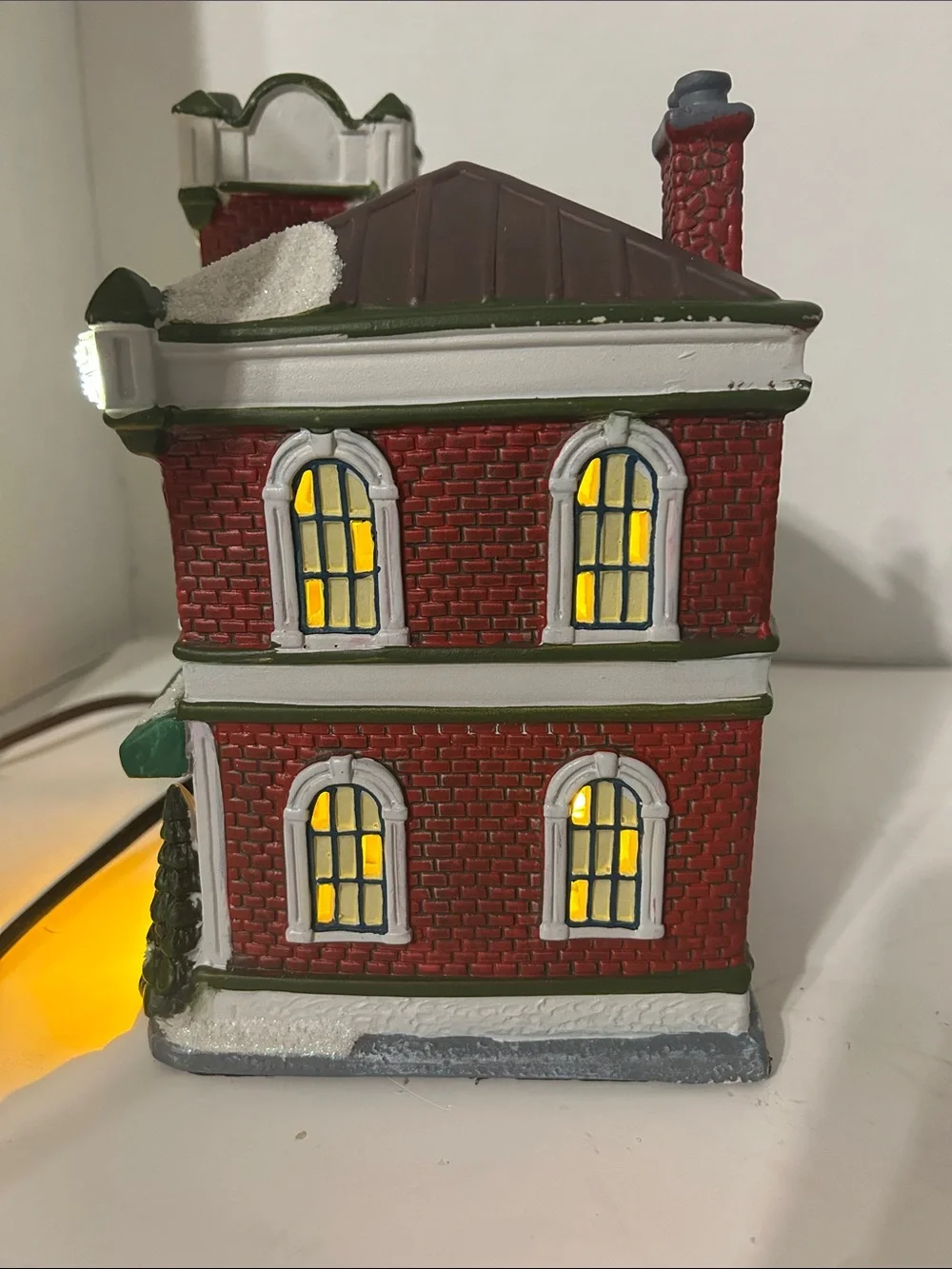 St. Nicholas Square Red and Green Lighted Christmas Shop Village Building